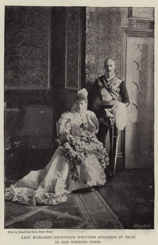 Lady Margaret Grosvenor (Teckin prinsessa Adolphus) hääpuvussaan tekijältä English Photographer