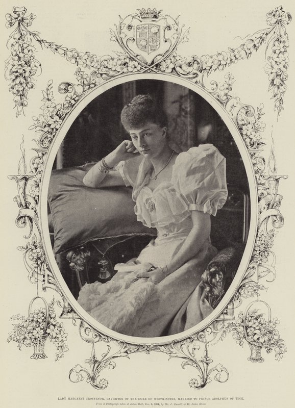 Lady Margaret Grosvenor, Westminsterin herttuan tytär, naimisissa Teckin prinssi Adolphusin kanssa tekijältä English Photographer