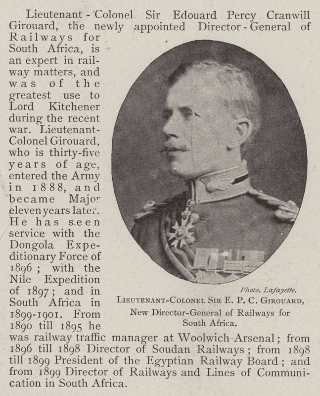 Everstiluutnantti Sir E P C Girouard, Etelä-Afrikan rautateiden uusi pääjohtaja tekijältä English Photographer