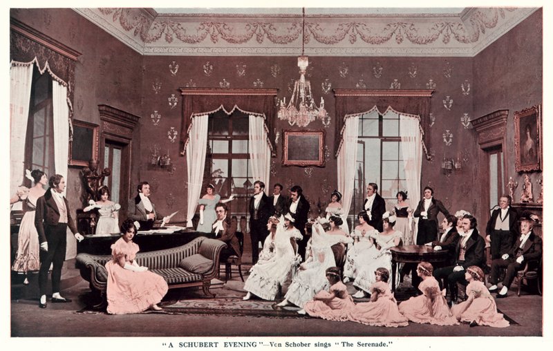 Lila aika, Schubert-ilta, Von Schober laulaa Serenadin (m/v kuva) tekijältä English Photographer