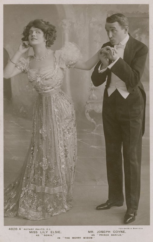 Lily Elsie ja Joseph Coyne elokuvassa The Merry Widow tekijältä English Photographer