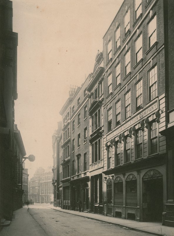 Lombard Street, Lontoo; valokuva; päivätty kesäkuuta 1885 tekijältä English Photographer