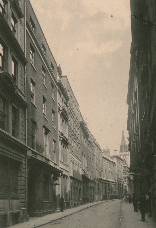 Lombard Street, Lontoo; valokuva; päivätty kesäkuuta 1885 tekijältä English Photographer