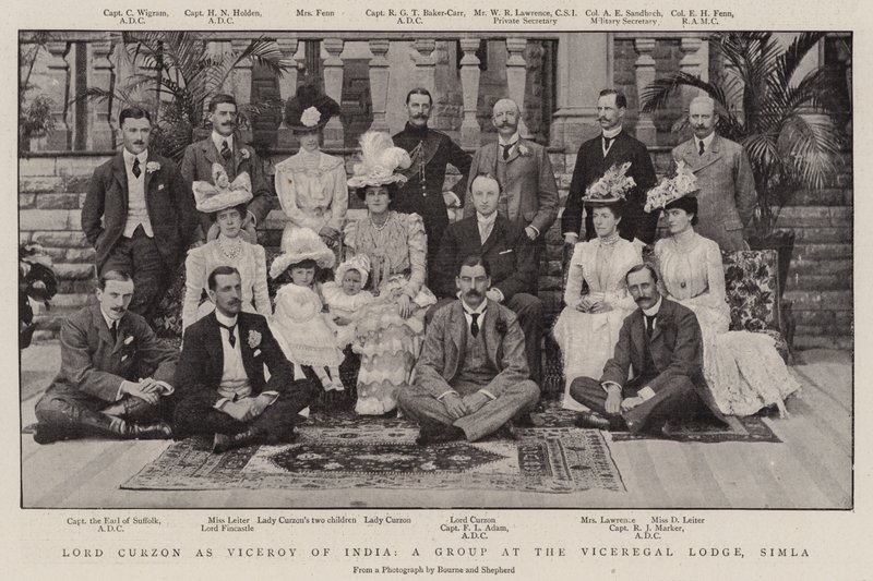 Lord Curzon Intian varakuninkaana, ryhmä Viceregal Lodgessa Simlassa tekijältä English Photographer