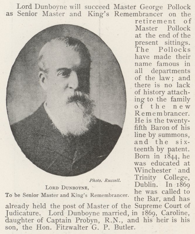 Lord Dunboyne, vanhemmaksi mestariksi ja kuninkaiden muistoksi tekijältä English Photographer