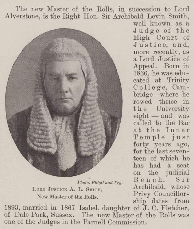 Lord Justice A L Smith, uusi rullien mestari tekijältä English Photographer