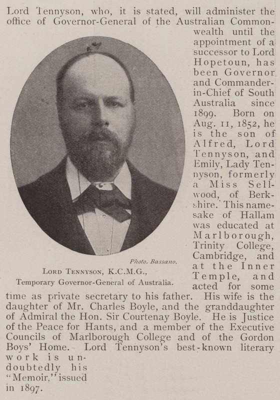 Lordi Tennyson, KCMG, Australian väliaikainen kenraalikuvernööri tekijältä English Photographer