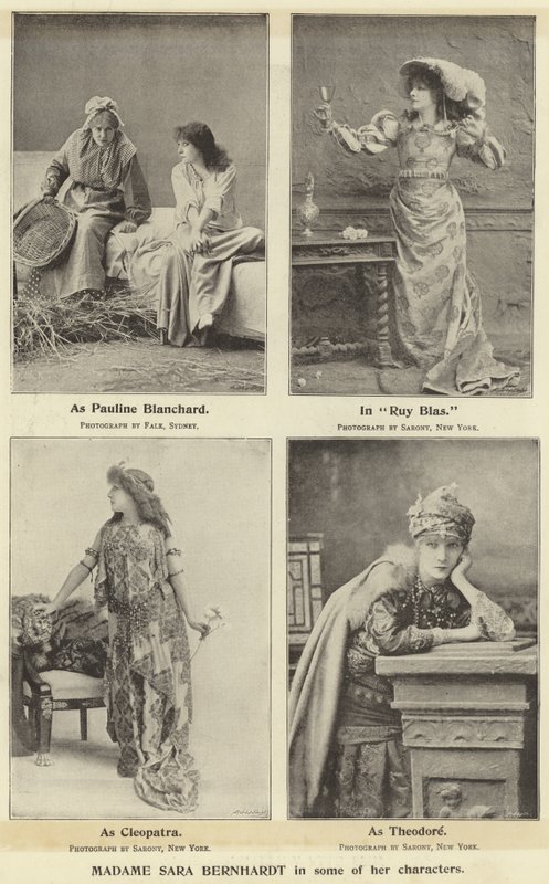 Madame Sara Bernhardt joissakin hahmoissaan tekijältä English Photographer
