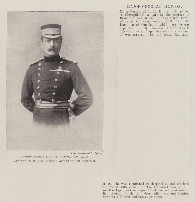 Kenraalimajuri E T H Hutton, CB, ADC, arvostettu Lord Robertss Advance to the Transvaalissa tekijältä English Photographer
