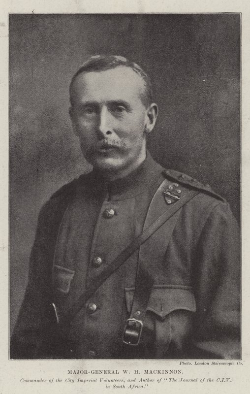 Kenraalimajuri W H Mackinnon, kaupungin Imperial Volunteersin komentaja ja Etelä-Afrikan CIV-lehden kirjoittaja tekijältä English Photographer