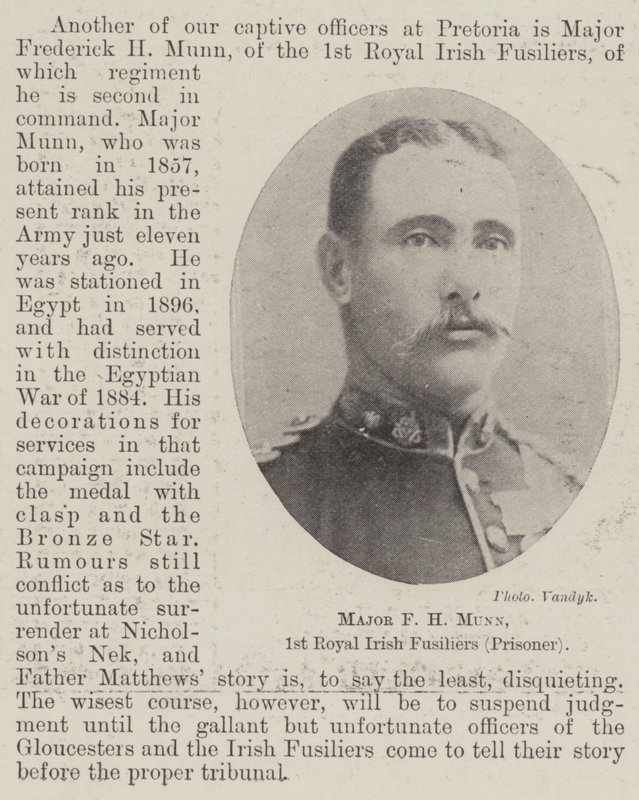 Majuri F H Munn, 1st Royal Irish Fusiliers (vanki) tekijältä English Photographer