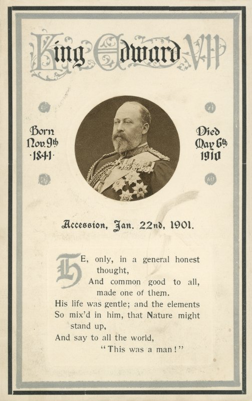 Muistokortti, kuningas Edward VII (s/w-kuva) tekijältä English Photographer