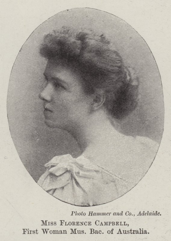 Miss Florence Campbell, Australian ensimmäinen nainen, musiikin kandidaatti tekijältä English Photographer