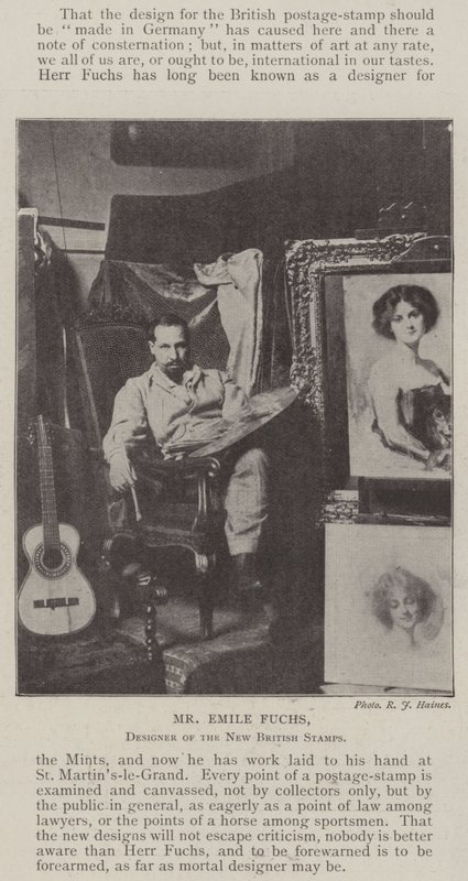Emile Fuchs, uusien brittiläisten postimerkkien suunnittelija tekijältä English Photographer