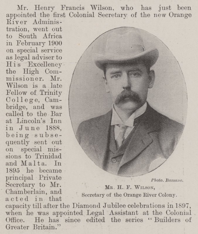 H. F. Wilson, Orange River Colonyn sihteeri tekijältä English Photographer