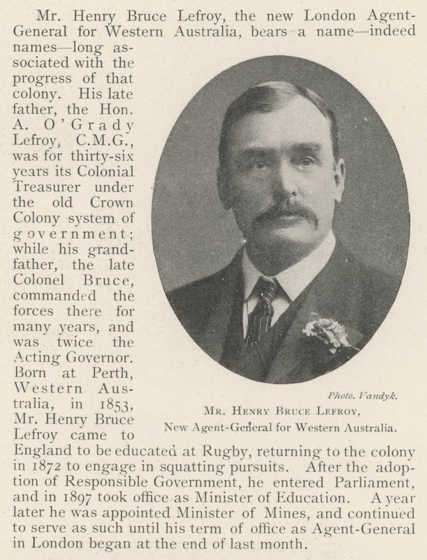 Herra Henry Bruce Lefroy, Länsi-Australian uusi kenraaliagentti tekijältä English Photographer