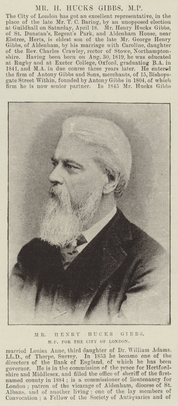 Henry Hucks Gibbs, Lontoon kaupungin kansanedustaja tekijältä English Photographer