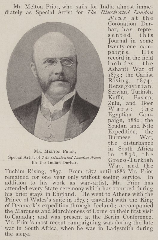 Mr Melton Prior, The Illustrated London Newsin erikoistaiteilija intialaiselle Durbarille tekijältä English Photographer