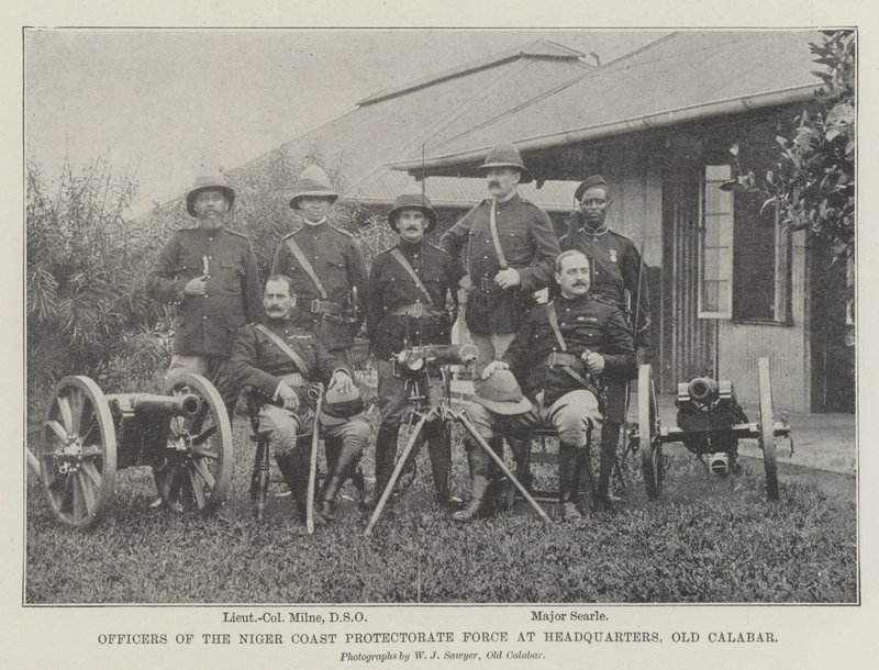 Niger Coast Protectorate Force -joukot päämajassa Old Calabarissa tekijältä English Photographer