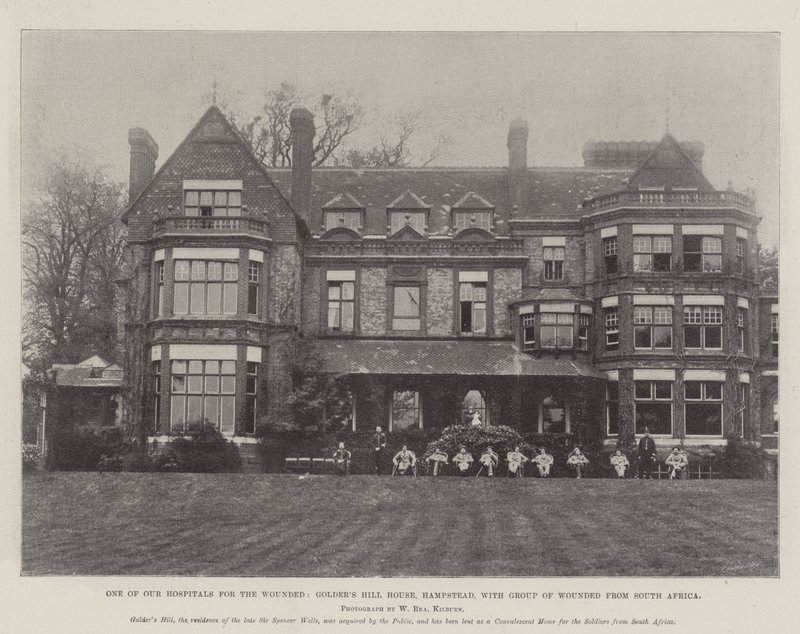 Yksi haavoittuneiden sairaaloistamme, Golders Hill House, Hampstead, jossa on haavoittuneita Etelä-Afrikasta tekijältä English Photographer
