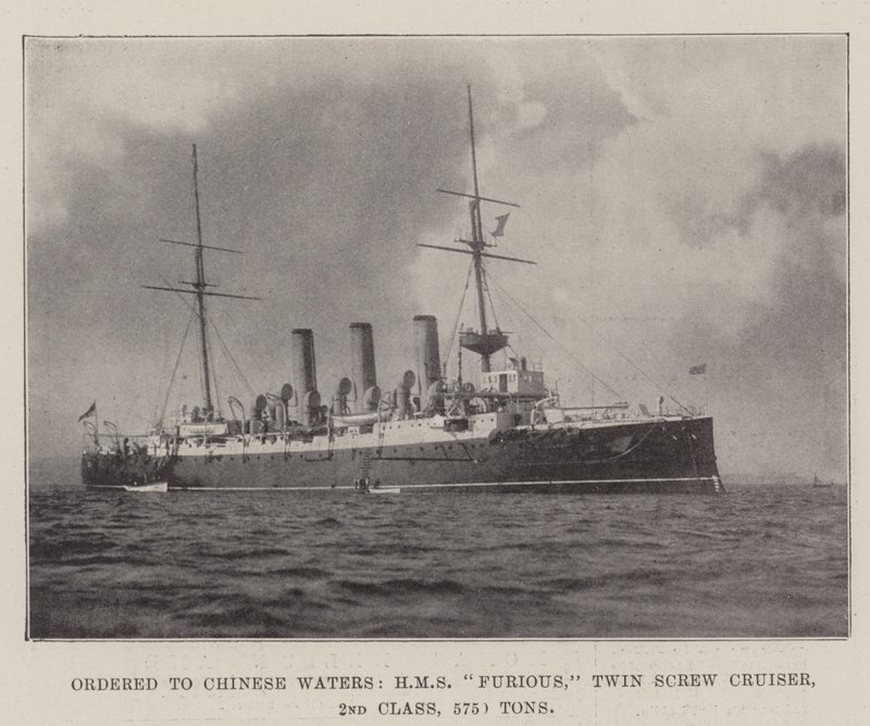 Tilattu Chinese Watersille, HMS Furious, Twin Screw Cruiser, 2. luokka, 5750 tonnia tekijältä English Photographer