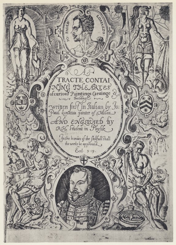 P Lomazzo, A Tracte containing the Artes of Cureous Paintinge, Tr R Haydock, J Barnes, Oxford 1598 (s/w valokuva). tekijältä English Photographer