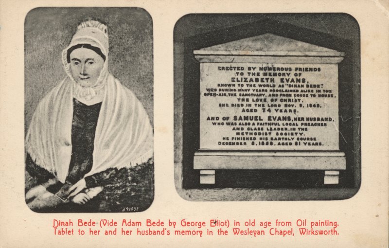 George Elliotin tädin (Elizabeth Evans) muotokuva ja hautakivi, inspiraationa hänen romaanin Adam Beden hahmoille (m/v kuva) tekijältä English Photographer
