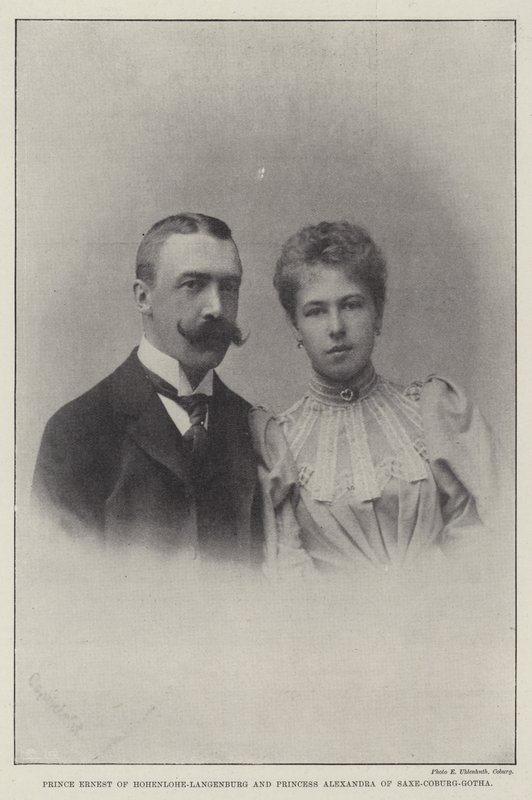 Hohenlohe-Langenburgin prinssi Ernest ja Saksi-Coburg-Gothan prinsessa Alexandra tekijältä English Photographer