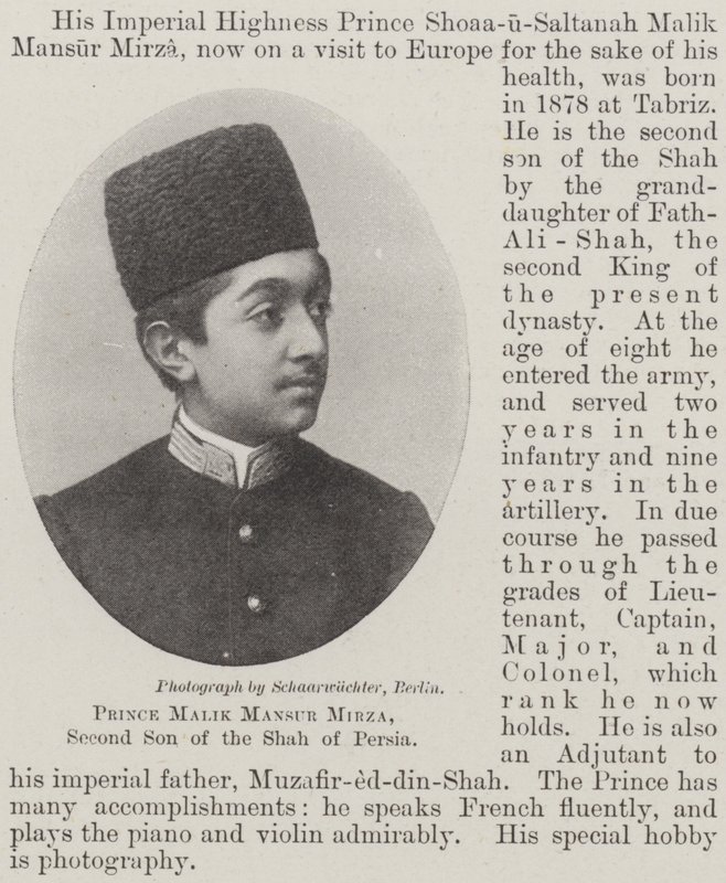Prinssi Malik Mansur Mirza, Persian shaahin toinen poika tekijältä English Photographer
