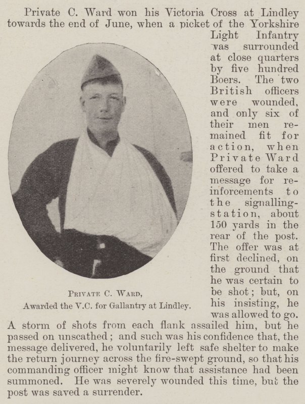 Yksityinen C Ward, palkittu VC for Gallantry Lindleyssä tekijältä English Photographer
