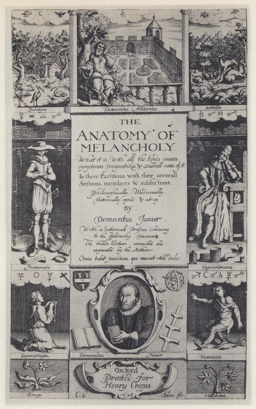 R Burton, Melankolian anatomia, kolmas painos, J Lichfield H Crippsille, Oxford 1628 (m/v kuva) tekijältä English Photographer