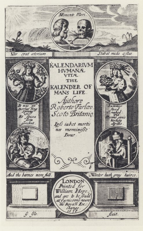 R Farley, Ihmiselämän kalenteri, W Hope 1638 (b/w kuva) tekijältä English Photographer