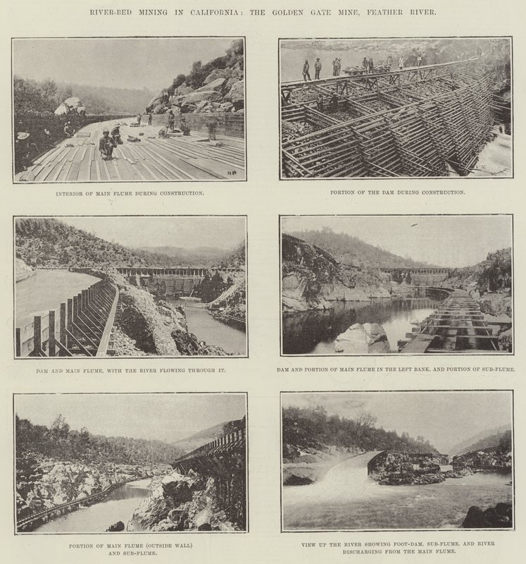 River-Bed Mining Kaliforniassa, Golden Gate Mine, Feather River tekijältä English Photographer
