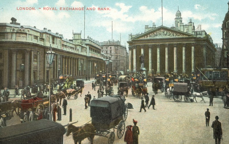 Royal Exchange ja Bank of England, Lontoon kaupunki (kuva) tekijältä English Photographer