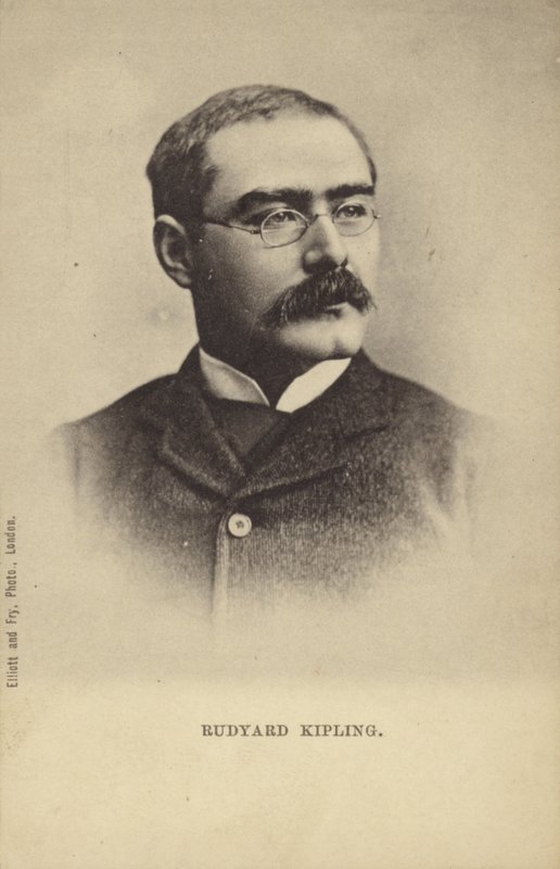 Rudyard Kipling (1865-1936), englantilainen novellikirjailija, runoilija ja kirjailija tekijältä English Photographer
