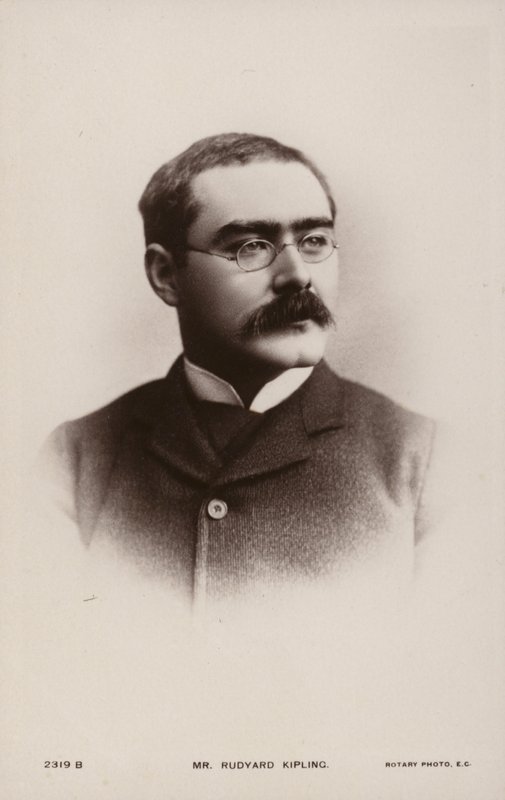 Rudyard Kipling (1865-1936), englantilainen novellikirjailija, runoilija ja kirjailija tekijältä English Photographer