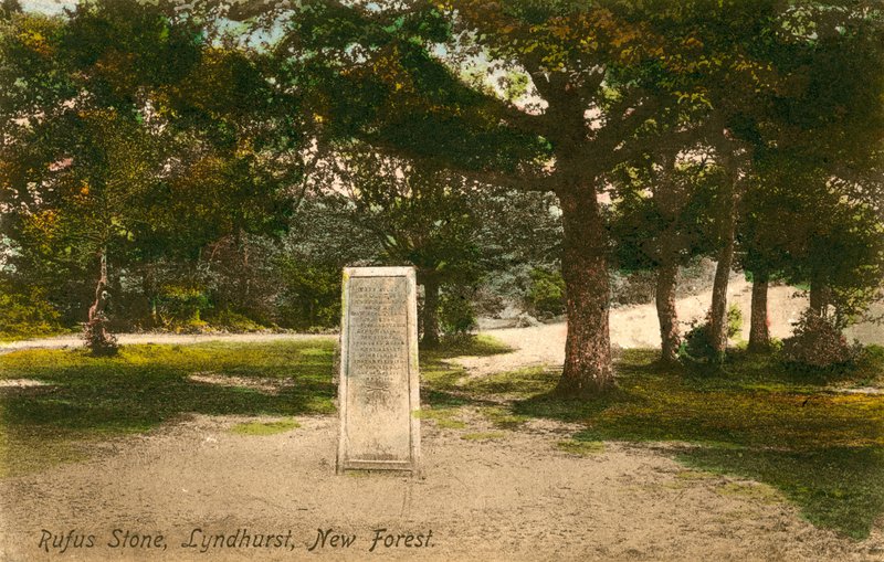 Rufus Stone, Lyndhurst, New Forest. Postikortti lähetetty 15. syyskuuta 1913. tekijältä English Photographer