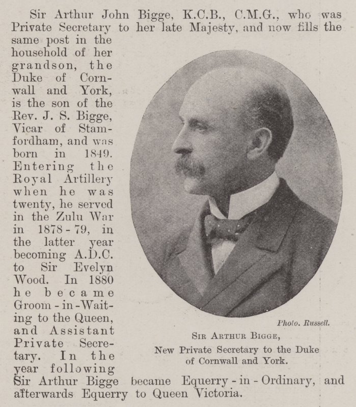 Sir Arthur Bigge, Cornwallin ja Yorkin herttuan uusi yksityinen sihteeri tekijältä English Photographer