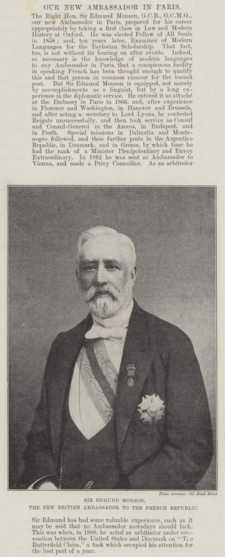 Sir Edmund Monson, uusi Britannian suurlähettiläs Ranskan tasavallassa tekijältä English Photographer