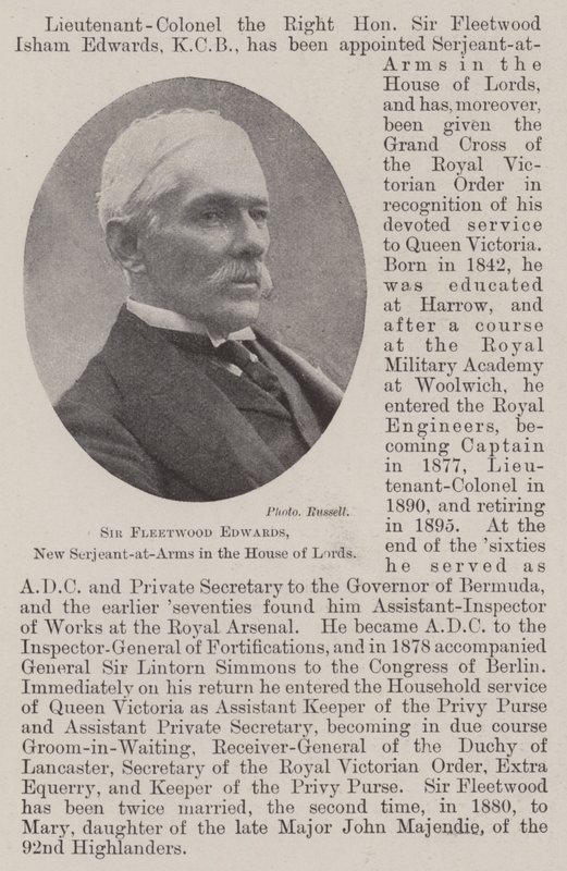 Sir Fleetwood Edwards, Lordihuoneen uusi asevarsinainen tekijältä English Photographer