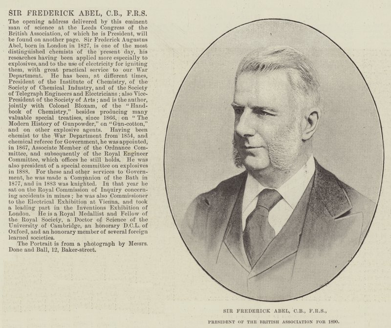 Sir Frederick Abel, CB, FRS, British Associationin puheenjohtaja vuodelle 1890 tekijältä English Photographer