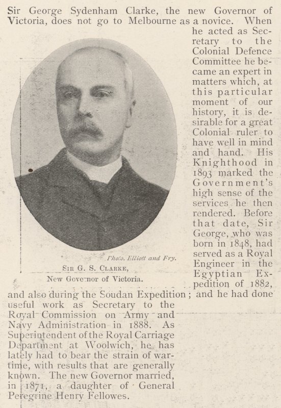 Sir G S Clarke, Victorian uusi kuvernööri tekijältä English Photographer