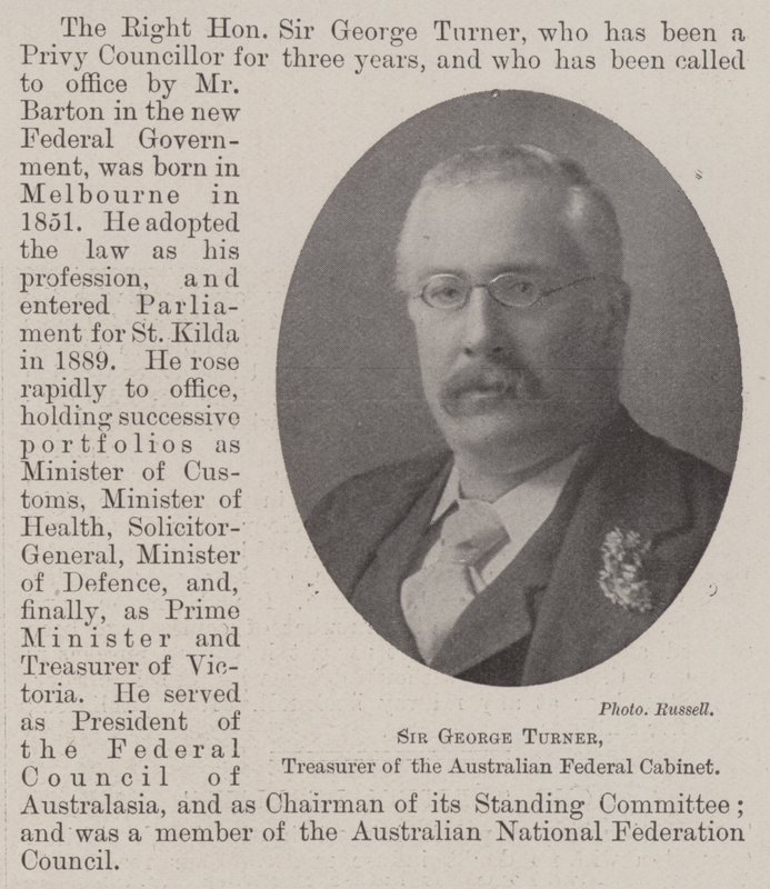 Sir George Turner, Australian liittovaltion kabinetin rahastonhoitaja tekijältä English Photographer