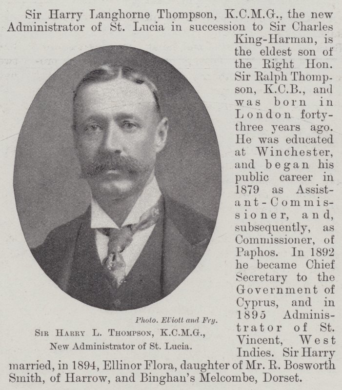 Sir Harry L Thompson, KCMG, St Lucian uusi hallintojohtaja tekijältä English Photographer