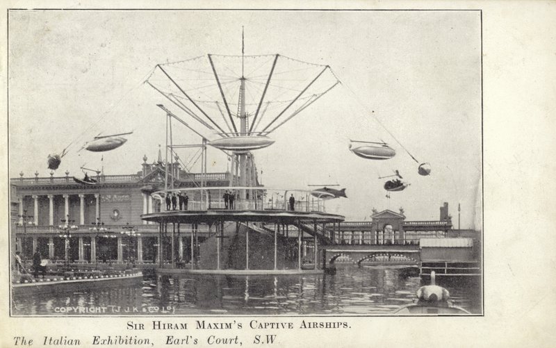 Sir Hiram Maximsin vangitut ilmalaivat Italian näyttelyssä, joka pidettiin vuonna 1904 Earls Courtissa Lontoossa tekijältä English Photographer
