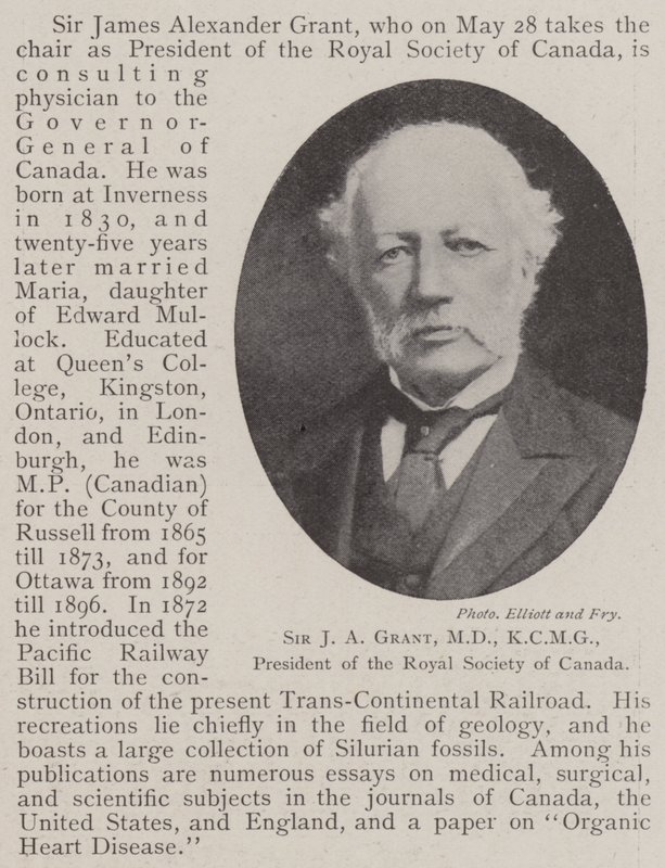 Sir J A Grant, MD, KCMG, Kanadan kuninkaallisen seuran puheenjohtaja tekijältä English Photographer