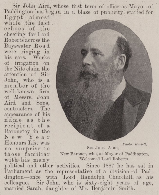Sir John Aird, New Baronet, joka Paddingtonin pormestarina toivotti Lord Robertsin tervetulleeksi tekijältä English Photographer