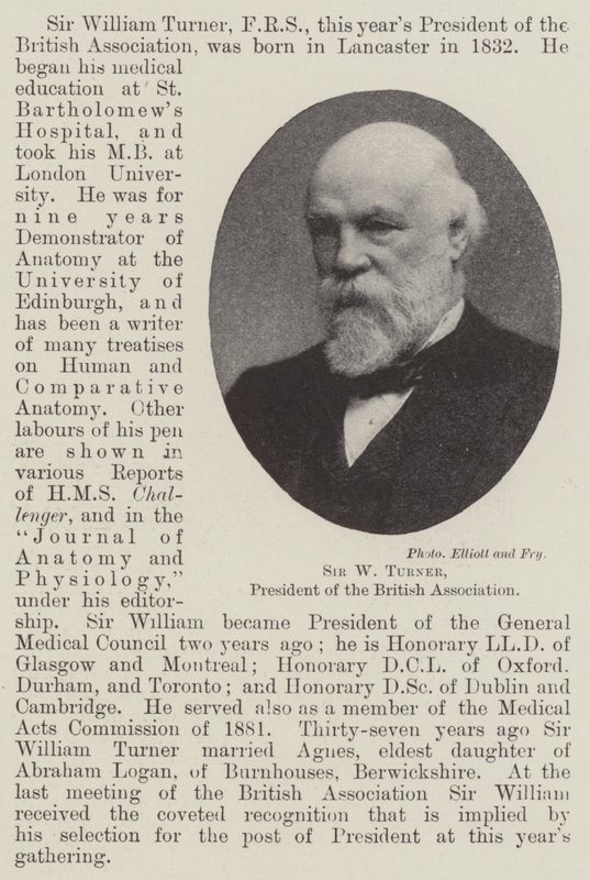 Sir W Turner, British Associationin puheenjohtaja tekijältä English Photographer