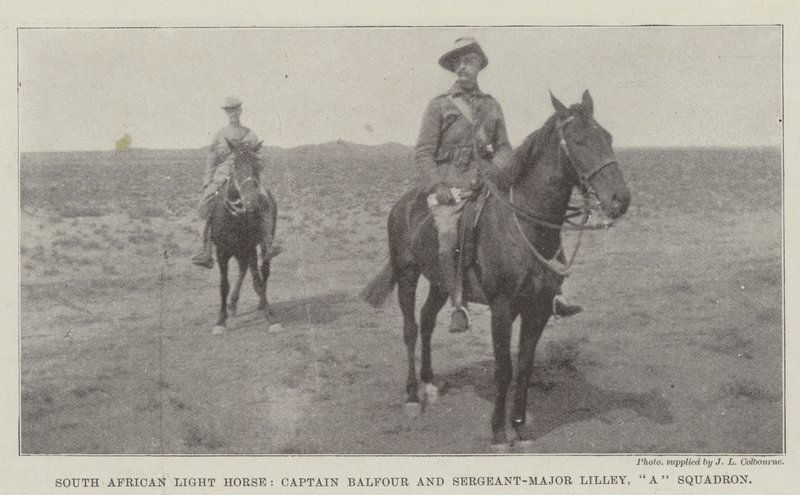 Etelä-Afrikan kevythevonen, kapteeni Balfour ja kersanttimajuri Lilley, laivue tekijältä English Photographer