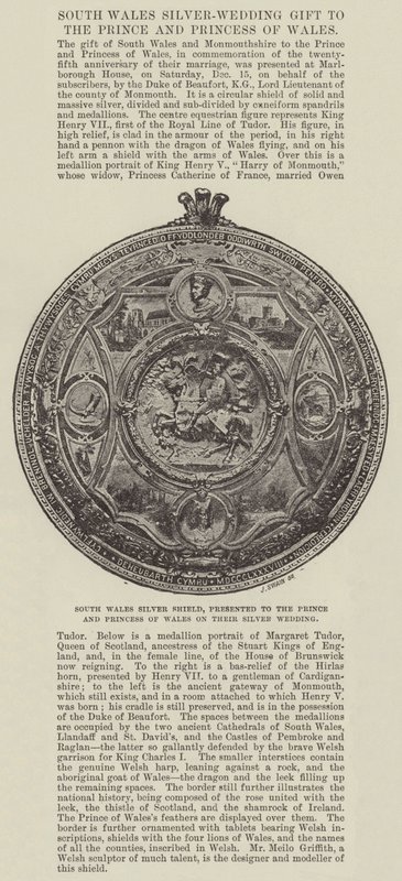South Wales Silver Shield, joka esitettiin Walesin prinssille ja prinsessalle heidän hopeahäissään tekijältä English Photographer